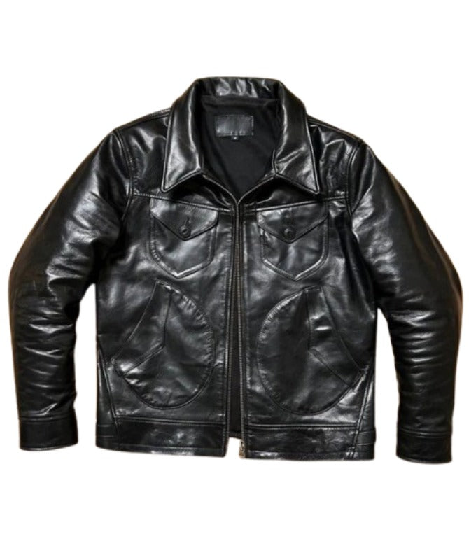 Men’s Vintage Black Leather Jacket | Classic Retro Motorcycle Style