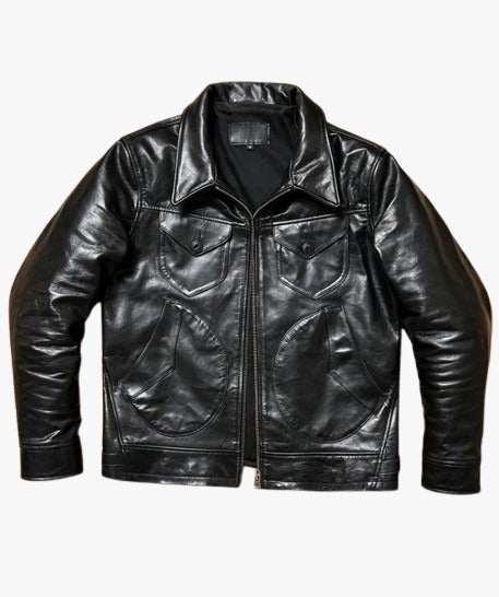 Men’s Vintage Black Leather Jacket | Classic Retro Motorcycle Style
