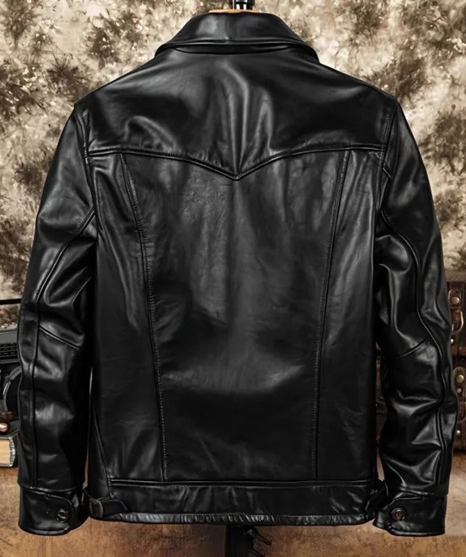 Men’s Vintage Black Leather Jacket | Classic Retro Motorcycle Style