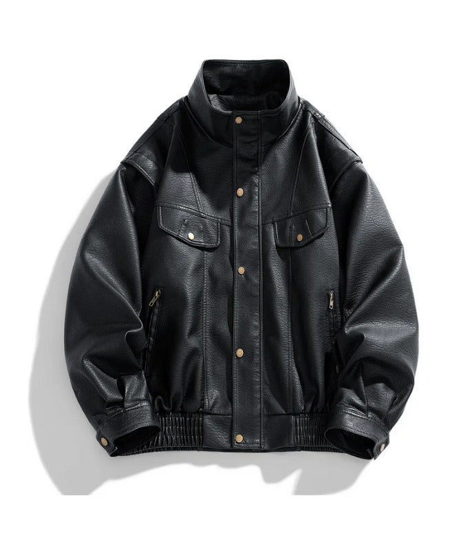 Men’s Classic Black Bomber Leather Jacket – Genuine Sheep Leather | Vintage Street Style