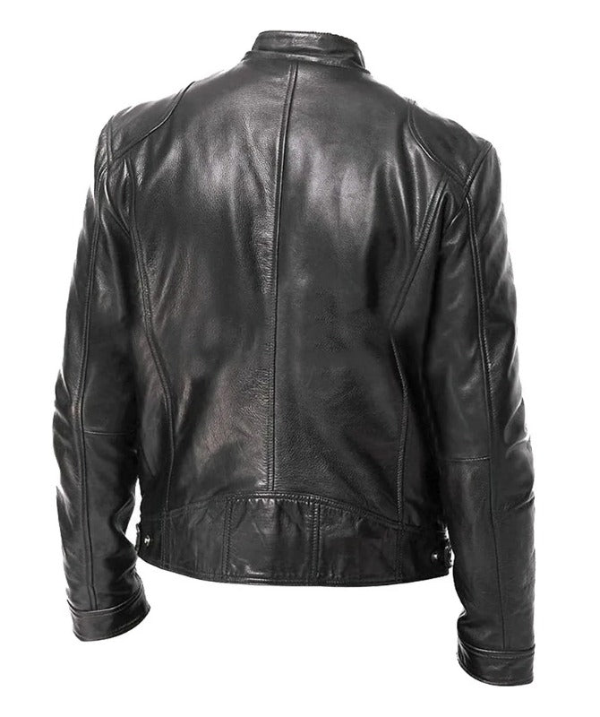 Men’s Black Sheep Leather Biker Jacket – Premium Slim Fit Motorcycle Style