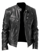 Men’s Black Sheep Leather Biker Jacket – Premium Slim Fit Motorcycle Style