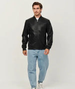 Men’s Black Bomber Leather Jacket | Casual Lightweight Outerwear