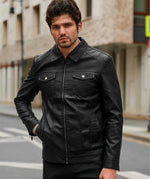 Men’s Slim Fit Black Leather Jacket | Modern Streetwear Style