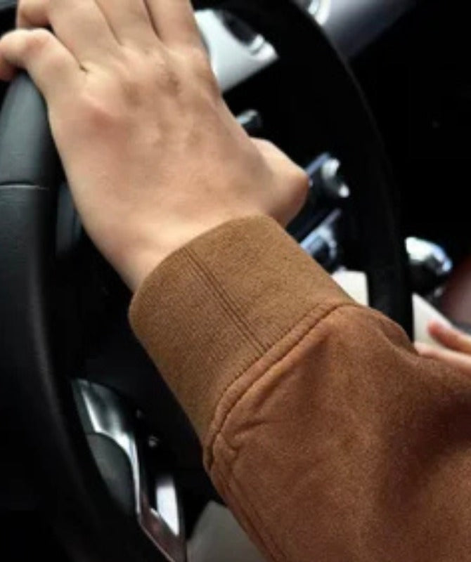 Men’s Brown Suede Leather Bomber Jacket | Soft Suede Finish Casual Outerwear