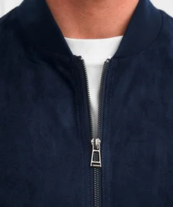 Men’s Navy Blue Suede Leather Jacket