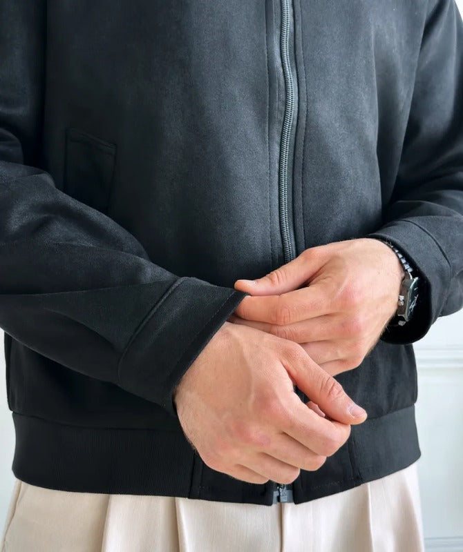 Men’s Classic Black Suede Leather Jacket | Premium Soft Leather