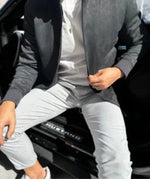 Men’s Grey Suede Bomber Jacket Lightweight Casual Streetwear Zip-Up