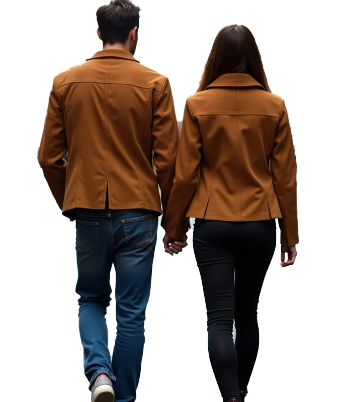 Matching Suede Jackets for Couples Tan Suede
