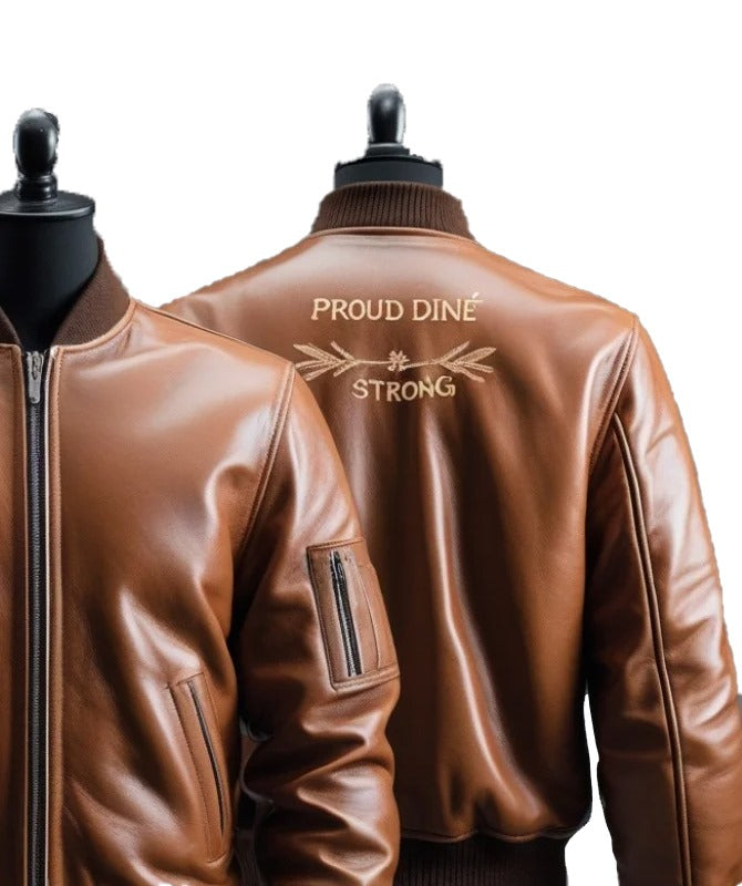Men’s Brown Cowhide Bomber Leather Jacket