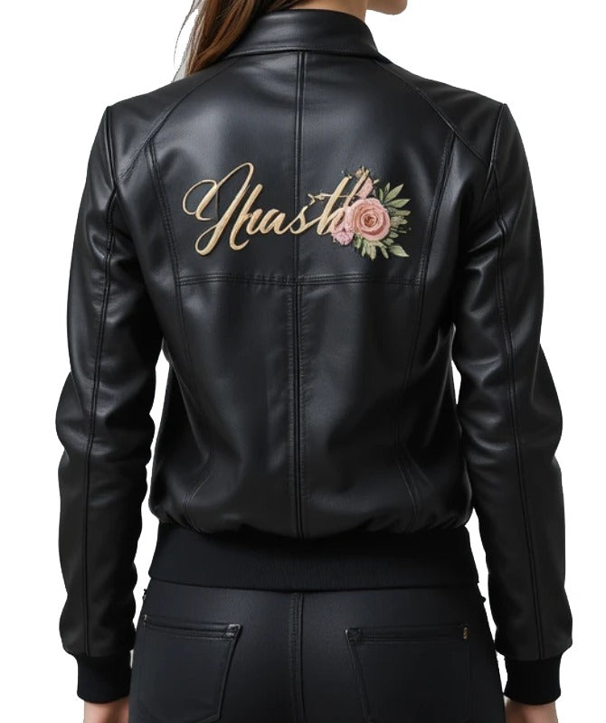 Women Design Black Sheep Leather Jacket