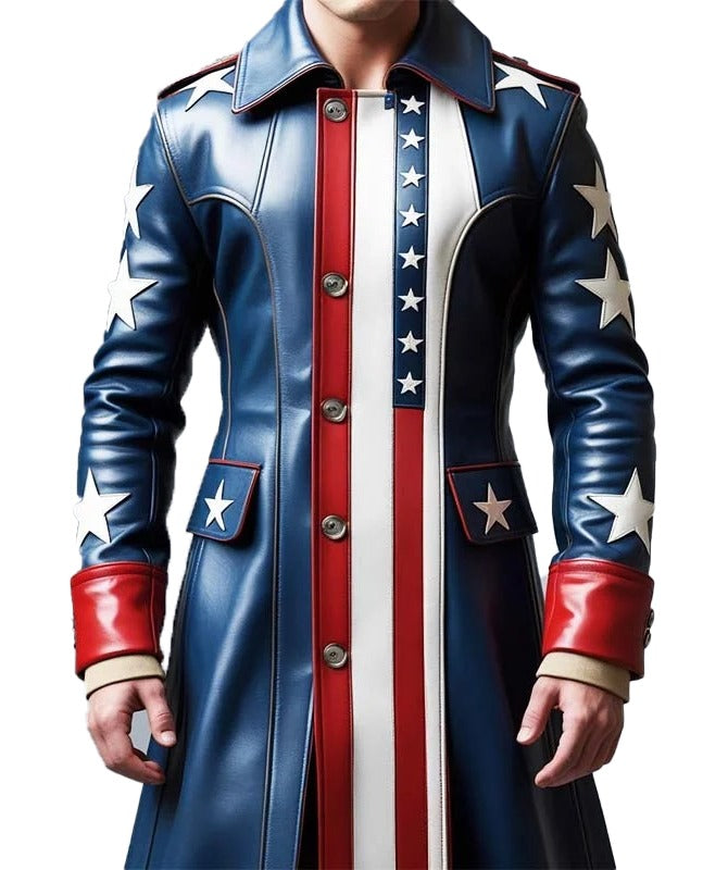 Men’s American Flag Leather Coat
