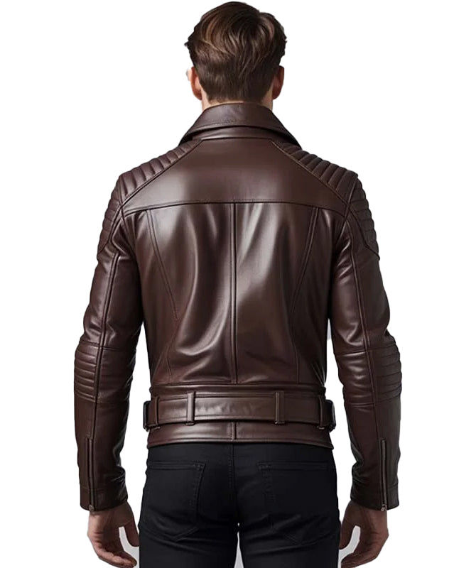 Men’s Premium Brown Sheep Leather Biker Jacket