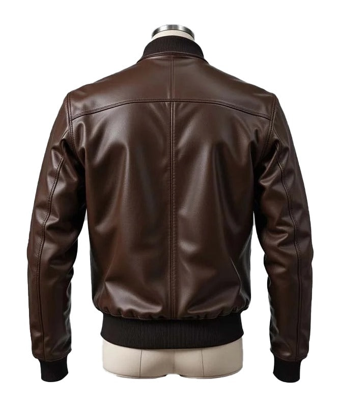 Men’s Brown Bomber Premium Genuine Leather Jacket