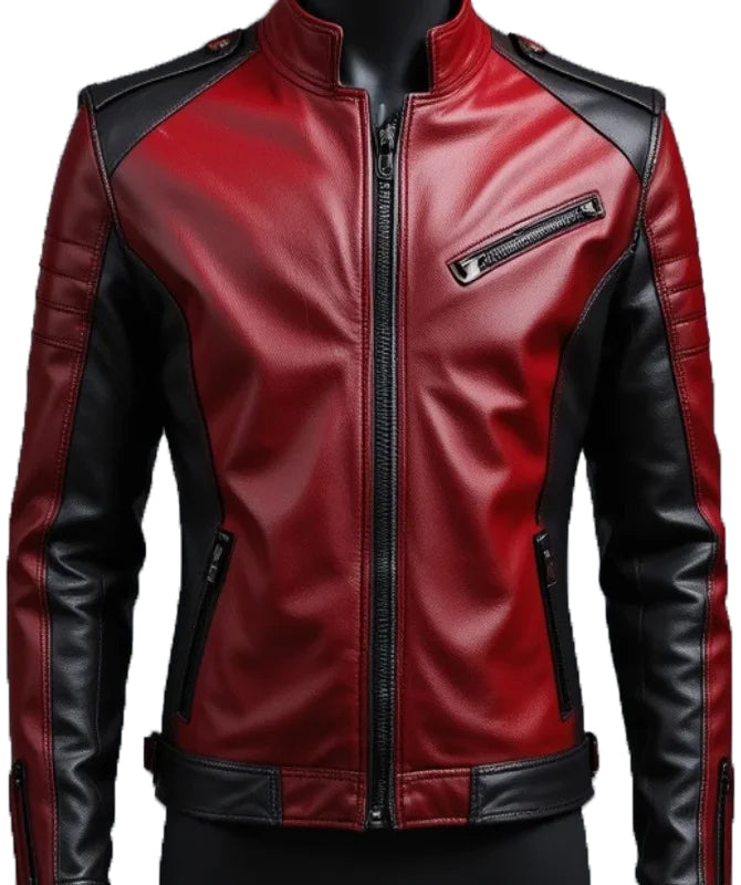 Men’s Red & Black Sheep Leather Jacket