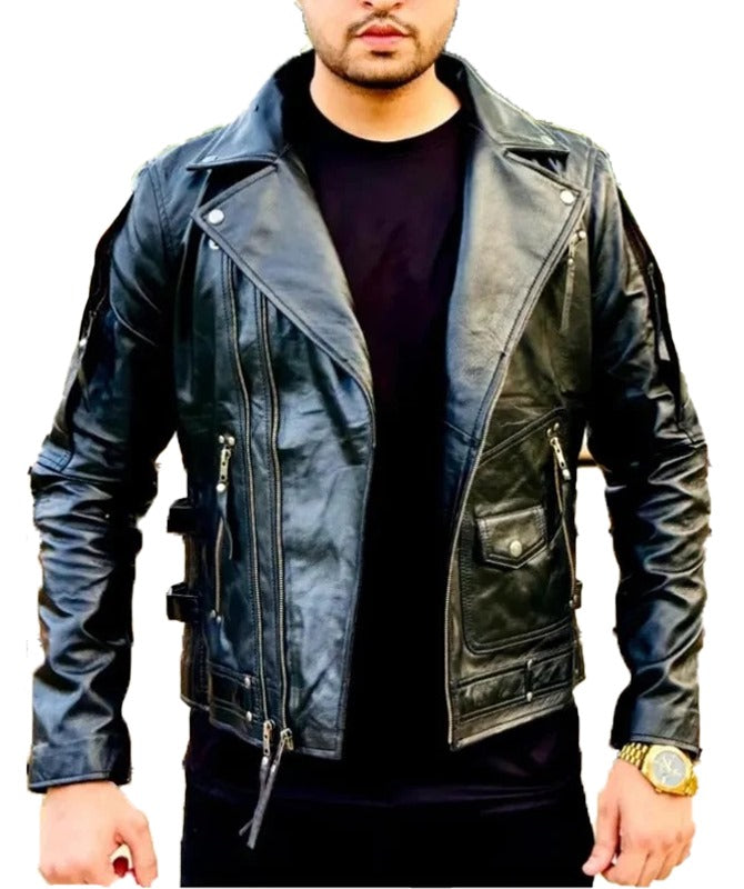 Men’s Black Leather Biker Jacket