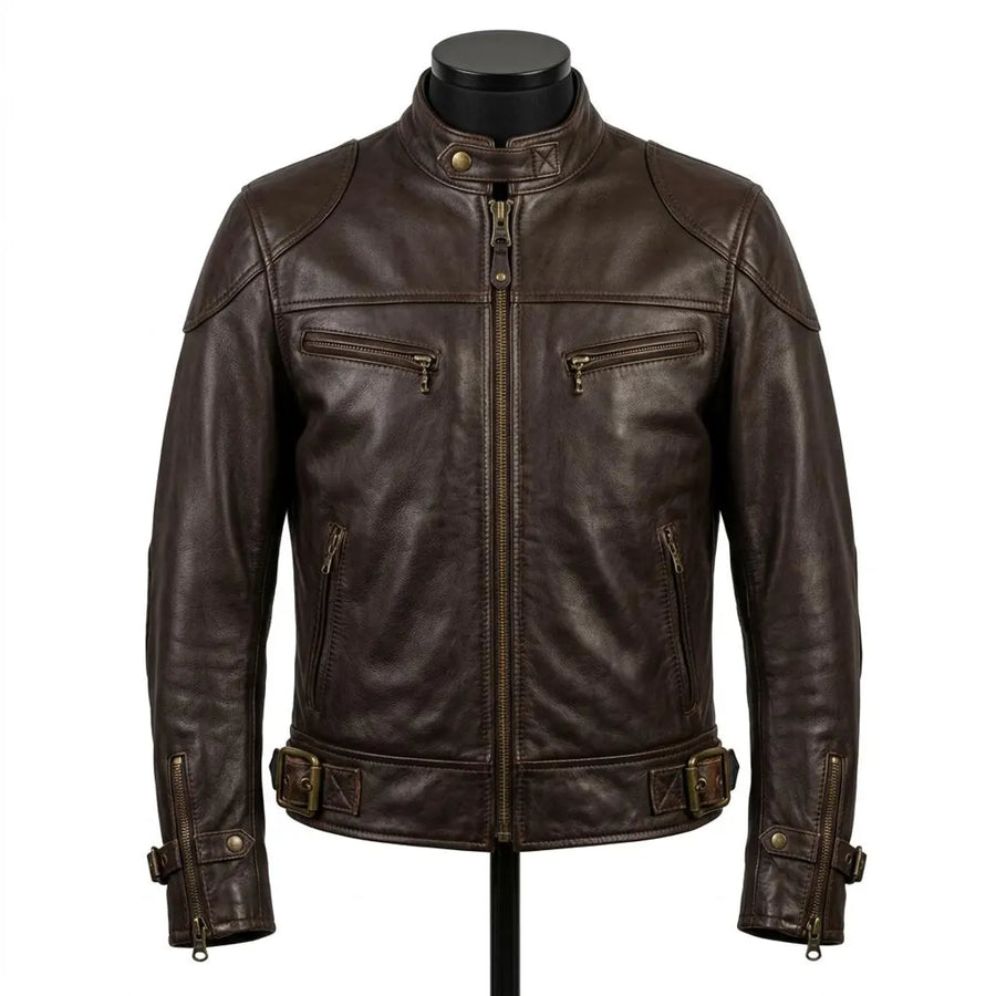 Men's Dark Brown Sheep Leather Jacket | Premium Genuine Leather | Classic Casual Style