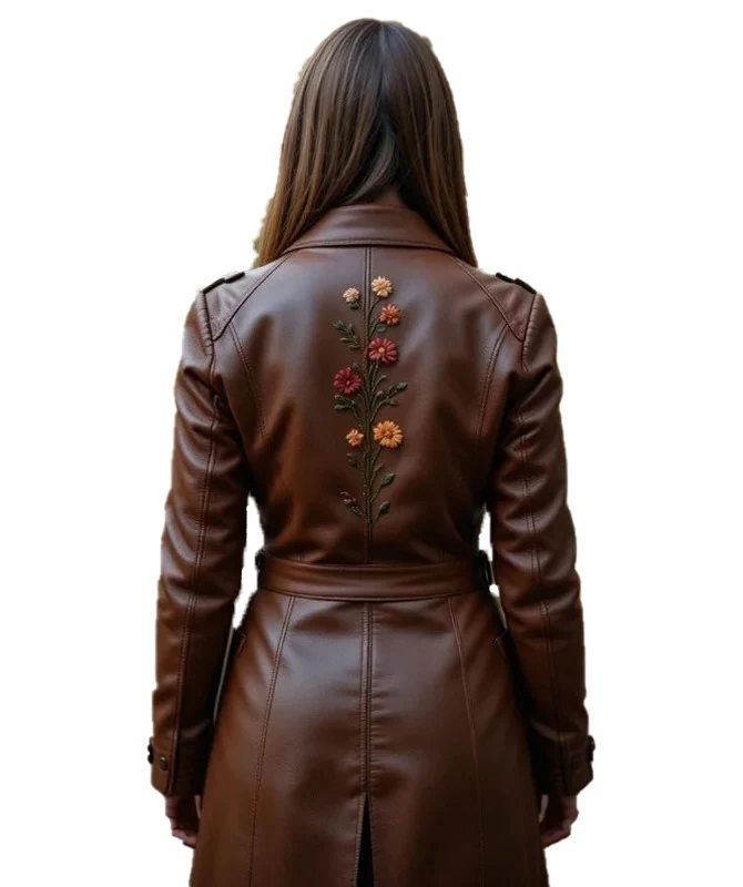 Women's Brown Sheep Leather Long Coat 1 2 Women's Brown Sheep Leather Long Coat
