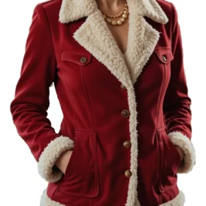 The Ultimate Red Suede Shearling Jacket for Women's