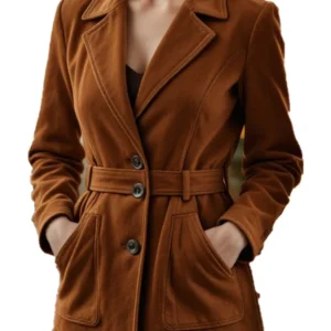 Women’s Brown Suede Belted Jacket