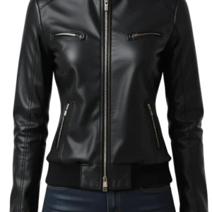 Women Design Black Sheep Leather Jacket