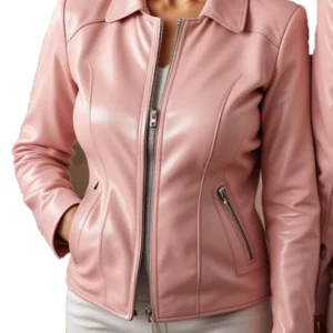 Soft Pink Sheep Leather Jacket for Women’s