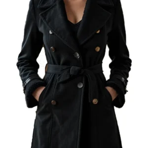 Women's Black Suede Trench Coat