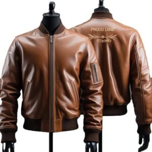 Men’s Brown Cowhide Bomber Leather Jacket