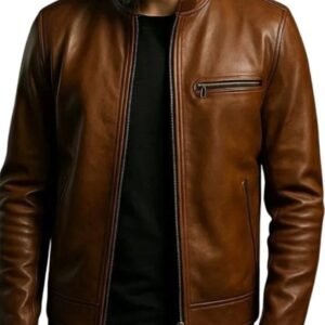 Black Cat Moon Leather Jacket Handmade Brown Hallowen Bomber