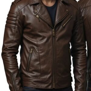 Men’s Brown Sheep Leather Vintage Biker Jacket