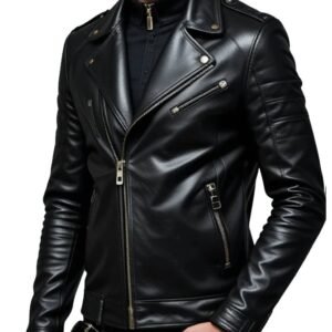 Men’s Black Leather Super Hero Jacket