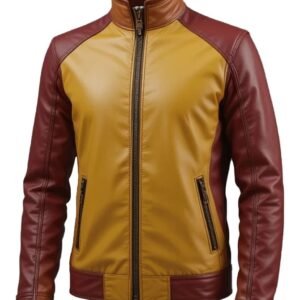 Men’s Mustard & Maroon Sheep Leather Jacket