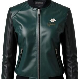 Women’s Green and Black Sheep Leather Jacket