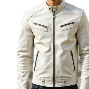 Men’s White Sheep Leather Jacket