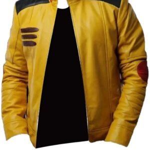 Men’s Bold Yellow Leather Biker Jacket