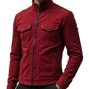 Men’s Red Suede Trucker Jacket