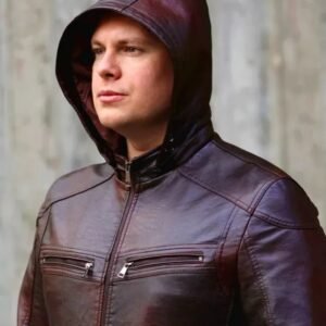 Men’s Brown Hooded Leather Jacket Soft, Lightweight & Stylish Casual Outerwear