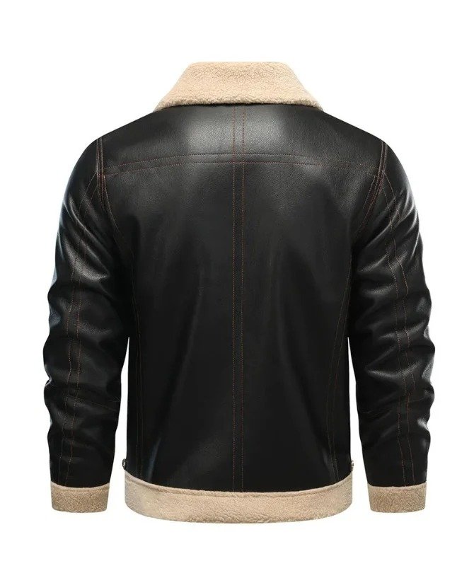 Men’s Shearling Bomber Jacket – Genuine Sheep Leather Aviator Style with Fur Collar - Image 2