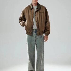 Men’s Brown Cotton Bomber Jacket | Vintage Casual Lightweight Outerwear