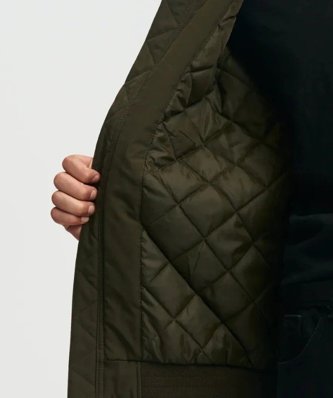 Men’s Olive Green Suede Bomber Jacket with Shearling Collar – Warm Winter Outerwear - Image 3