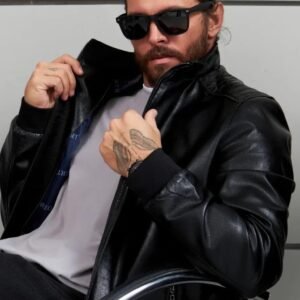 Men’s Black Slim Fit Leather Jacket | Stylish Motorcycle Biker Outerwear