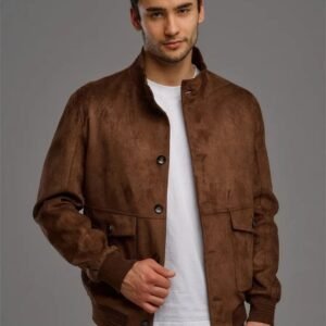 Men’s Brown Suede Leather Jacket – Vintage Button-Up Classic Style | Premium Soft Suede Outerwear by JW Leather