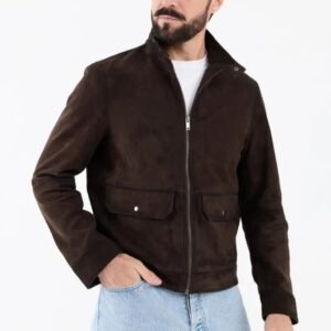 Men’s Brown Suede Leather Jacket – Genuine Sheep Suede | Smart Casual Outerwear