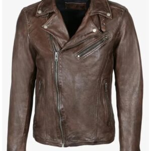 Men’s Vintage Brown Leather Biker Jacket | Classic Motorcycle Style
