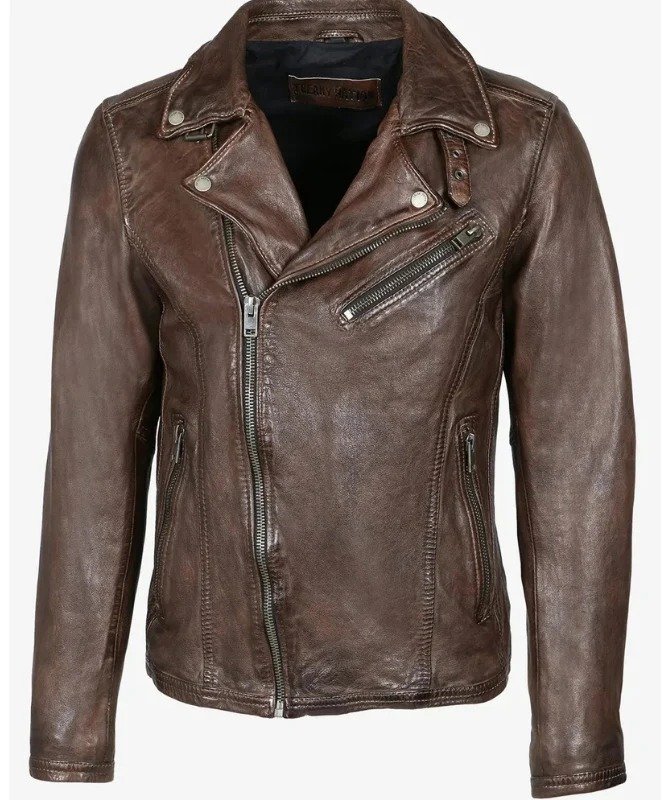 Men’s Vintage Brown Leather Biker Jacket | Classic Motorcycle Style