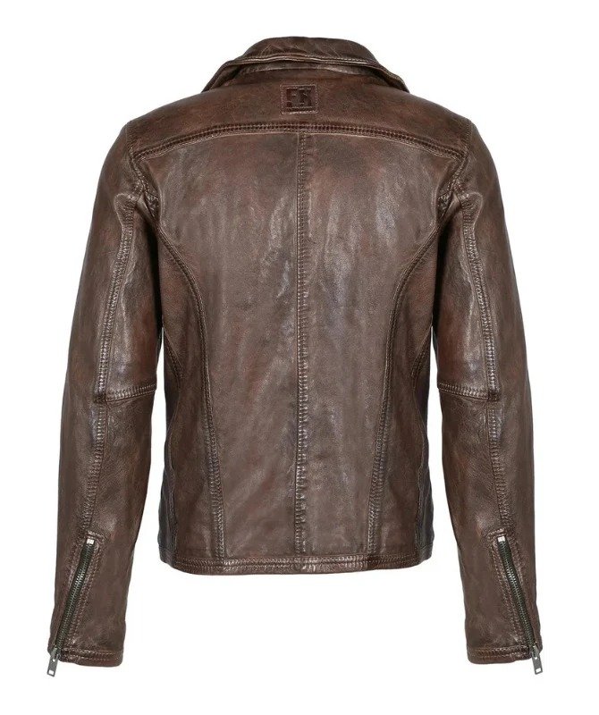 Men’s Vintage Brown Leather Biker Jacket | Classic Motorcycle Style - Image 2