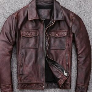 Men’s Vintage Brown Leather Jacket | Classic Retro Motorcycle Style Outerwear