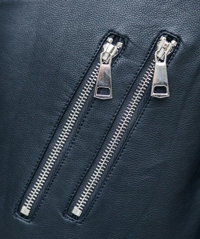 Men’s Black Shearling Biker Jacket – Genuine Sheep Leather Moto Style - Image 3