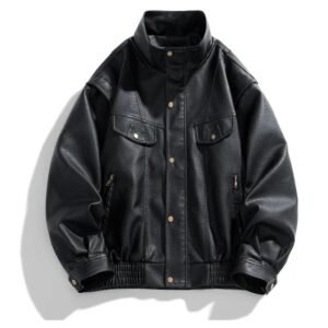 Men’s Classic Black Bomber Leather Jacket – Genuine Sheep Leather | Vintage Street Style