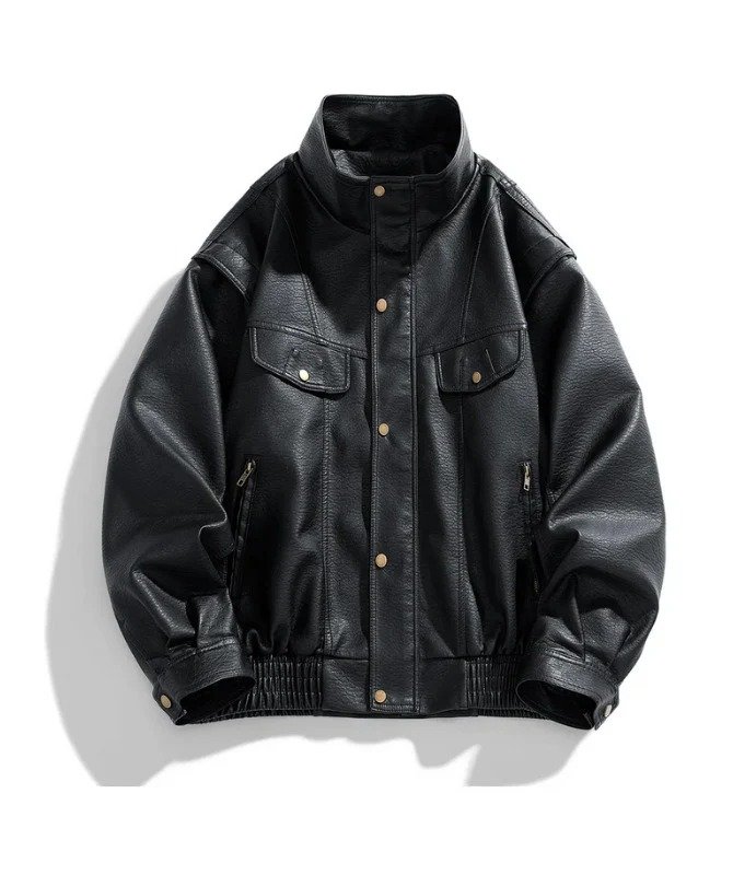 Men’s Classic Black Bomber Leather Jacket – Genuine Sheep Leather | Vintage Street Style